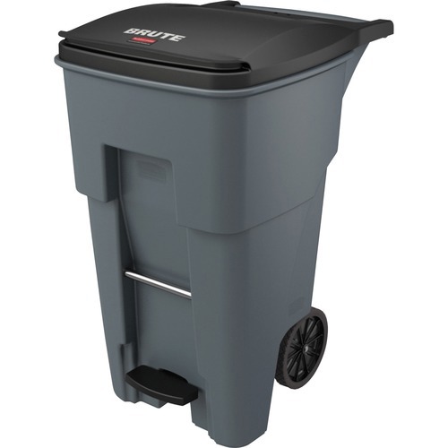 Rollout Trash Can: 65 gal, Rectangle, Gray